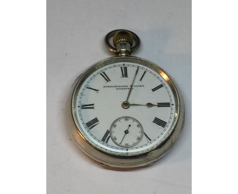 A HALLMARKED BIRMINGHAM SILVER POCKET WATCH SCHIERWATER AND LLOYD, LIVERPOOL, SEEN WORKING 