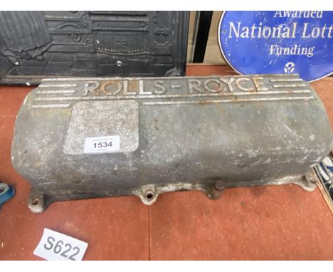 A VINTAGE CAST ALLOY 'ROLLS-ROYCE' ROCKER COVER 