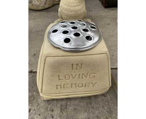 AN AS NEW EX DISPLAY CONCRETE 'IN LOVING MEMORY' GRAVE POT *PLEASE NOTE VAT TO BE PAID ON THIS ITEM* 