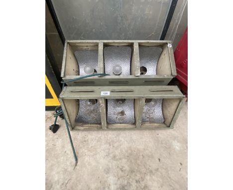 TWO SETS OF VINTAGE INDUSTRIAL STYLE LIGHT FITTINGS 