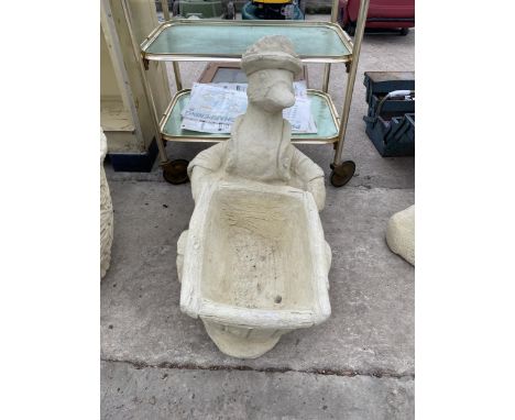 AN AS NEW EX DISPLAY CONCRETE DUCK BARROW PLANTER *PLEASE NOTE VAT TO BE PAID ON THIS ITEM* 