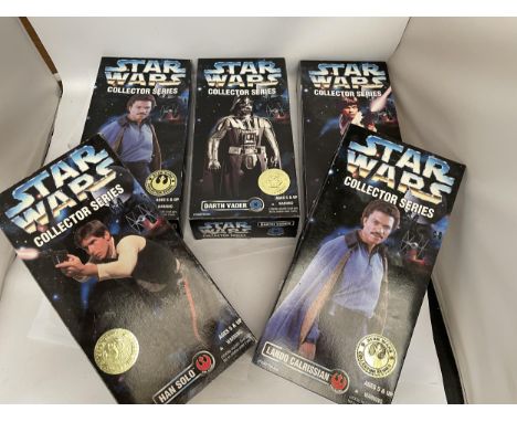 FIVE BOXED KENNER STAR WARS COLLECTOR'S SERIES FIGURES TO INCLUDE DARTH VADER, HAN SOLO, LANDA CALRISSIAN X 2 AND LUKE SKYWAL