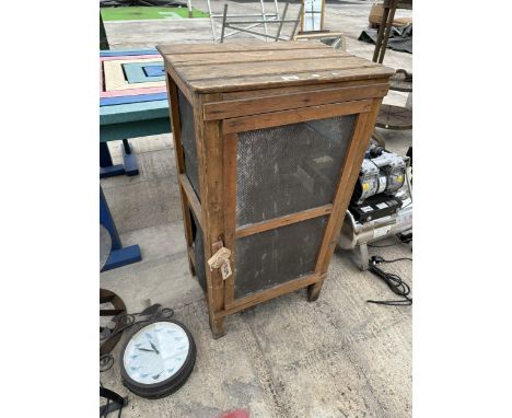A VINTAGE WOODEN MEAT LOCKER 