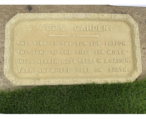 AN AS NEW EX DISPLAY CONCRETE 'GODS GARDEN' PLAQUE *PLEASE NOTE VAT TO BE PAID ON THIS ITEM* 