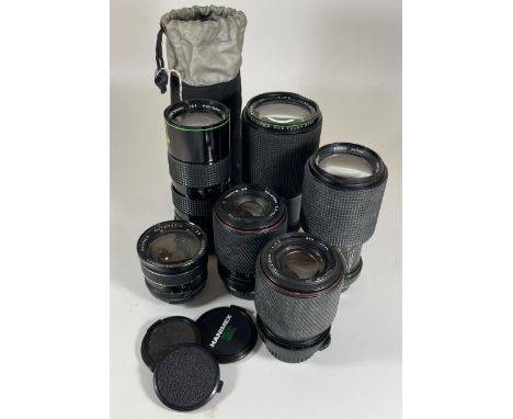 A GROUP OF SIX VINTAGE CAMERA LENS' - 3 X TOKINA &amp; 3 X HANNIMEX 