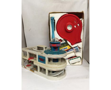 A VINTAGE 1970'S SHUTTLING FERRY BOAT SET AND A MICRO MACHINES GARAGE 