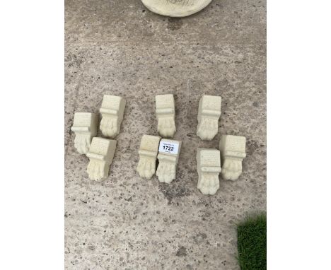 AN AS NEW EX DISPLAY CONCRETE SET OF EIGHT 'LION PAW FEET'  *PLEASE NOTE VAT TO BE PAID ON THIS ITEM* 