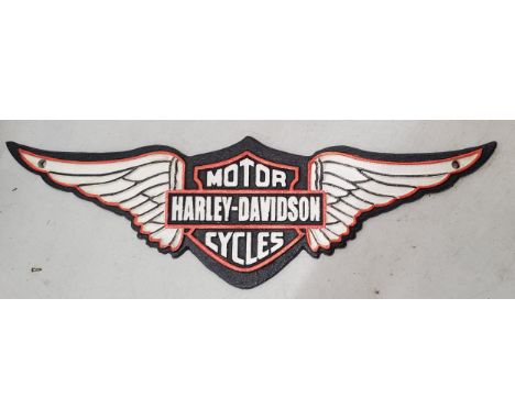 A CAST HARLEY DAVIDSON MOTOR CYCLE SIGN 