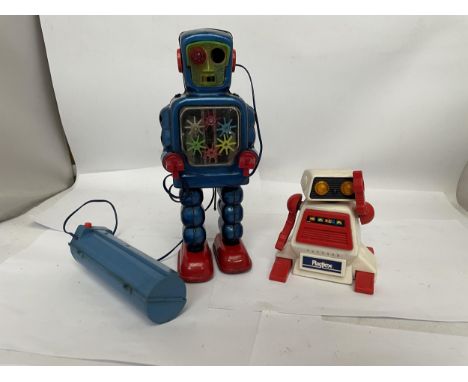 A RARE 1960'S KO JAPAN TIN PLATE TOY ROBOT (BATTERY OPERATED) PLUS A 1980'S WALL-E TOY ROBOT 