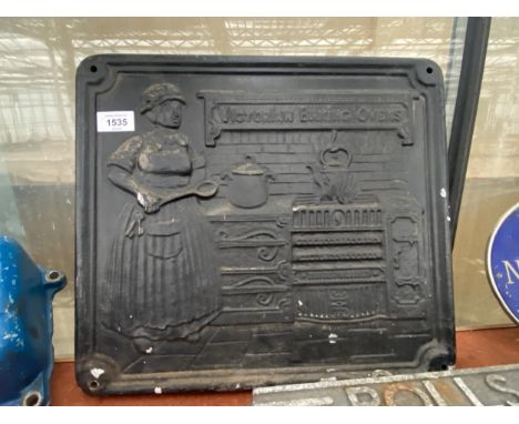 A VINTAGE CAST ALLOY 'VICTORIAN BAKING OVENS' PLAQUE 