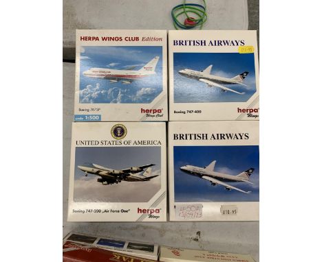 FOUR BOXED HERPA WINGS 1:500 SCALE AEROPLANE MODELS 