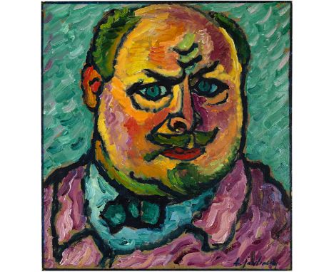 Alexej von Jawlensky (Kuslowo 1864 - 1941 Wiesbaden)Selbstbildnis1912Öl auf Malkarton, auf Sperrholz aufgelegt54x50 cm, ohne 