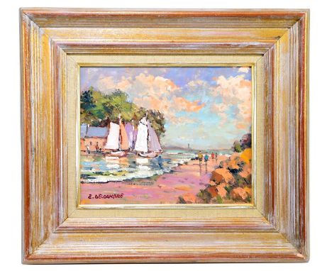 † ELYSÉE DELCAMBRE; oil on canvas, 'Côte te Bretonne', signed lower left, 26 x 21cm, framed.Condition Report: Light wear to t