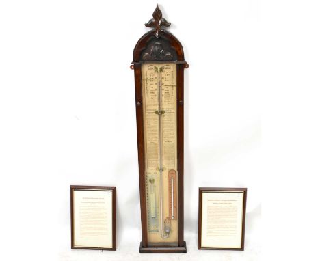 ADMIRAL FITZROYS; a mahogany cased barometer, 118cm.