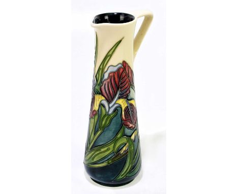 RACHEL BISHOP FOR MOORCROFT; a ewer decorated in 'Iris' pattern produced for the Moorcroft Collector's Club, December 1998, h
