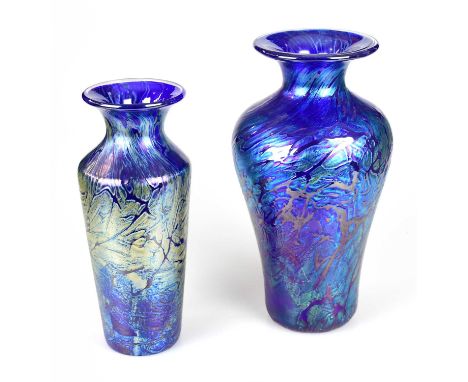 GOZO GLASS; two contemporary Art Glass vases with iridescent decoration, height of largest example 23cm (2)Condition Report: 