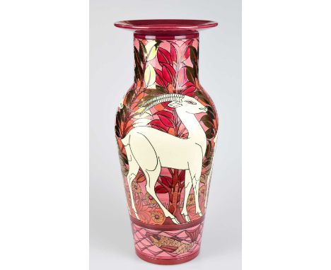 SALLY TUFFIN FOR DENNIS CHINAWORKS; a large limited edition vase decorated with gazelles and fish to the lower body, with cop