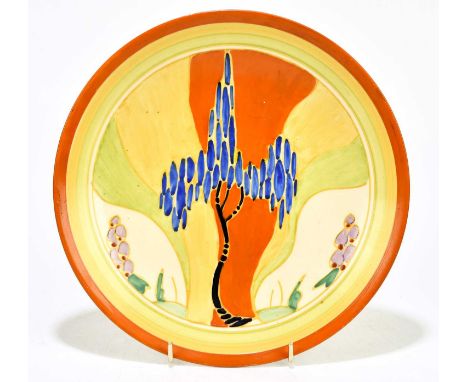 CLARICE CLIFF; a 'Windbells' pattern Fantastique plate, with printed mark in black, diameter 23cm.Condition Report: Some craz