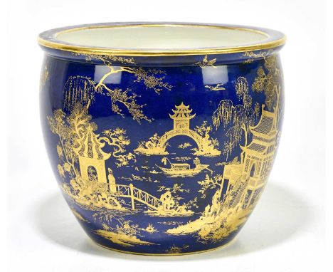 CARLTONWARE; a blue and gilt decorated jardinière, height 19cm.