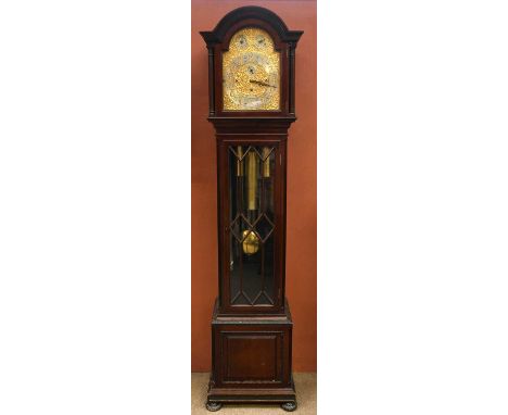 F. W. ELLIOTT LTD, LONDON (FRANK WESTCOMBE ELLIOTT); an early 20th century mahogany quarter chiming longcase clock, the 12" s