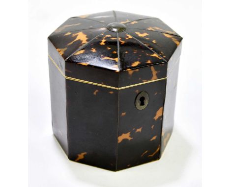 X An early 19th century tortoiseshell tea caddy, height 10cm. Sold with CITES submission PSPRYA8J