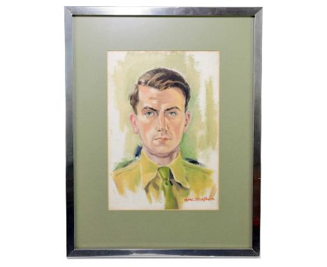 † DENIS MCLOUGHLIN (1918-2002); oil on board, self portrait, in Royal Artillery uniform, circa 1943, signed lower right, 32 x