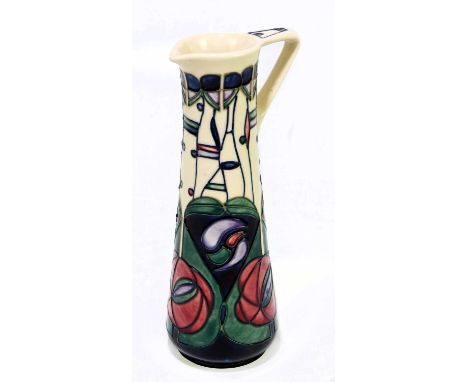 RACHEL BISHOP FOR MOORCROFT; a ewer decorated in 'Tribute to Charles Rennie Mackintosh' pattern, height 24cm.Condition Report