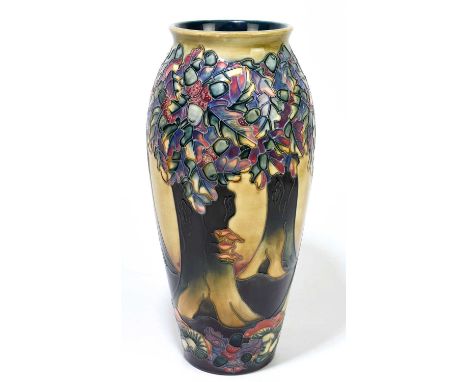 RACHEL BISHOP FOR MOORCROFT; a large vase of oval form decorated in the 'Knightwood' pattern, impressed marks and initials to