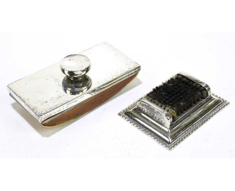 ASPREY &amp; CO; a hallmarked silver nib wipe and blotter, the nib wipe Chester 1919, the blotter Birmingham 1922, length of 