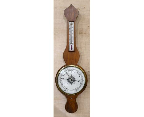 A 19th century mahogany wheel barometer with silvered dial, height 92cm.