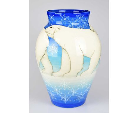 SALLY TUFFIN FOR DENNIS CHINAWORKS; a large and impressive vase of shouldered form decorated with polar bears, impressed mark