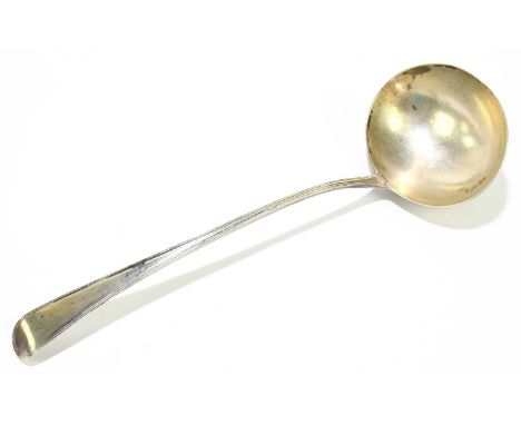 GEORGE SMITH (III) &amp; WILLIAM FEARN; a George III hallmarked silver serving ladle, London 1792, length 31cm, approx weight