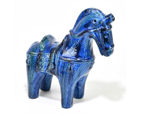 ALDO LONDI (1911-2003); a Bitossi Italian ceramic sculpture of a Trojan horse, bearing original label to the underside, heigh