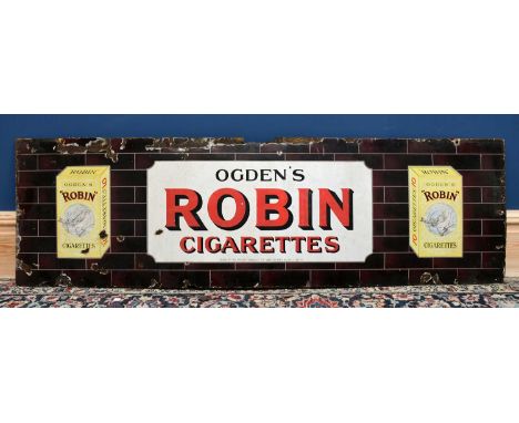 OGDEN'S ROBIN CIGARETTES; an original advertising enamel sign 'Ogden's Robin Cigarettes, Issued By The Imperial Tobacco Compa