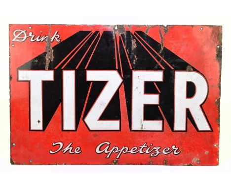 TIZER; an original advertising enamel sign 'Drink Tizer The Cuppetiza', 51 x 75cm.