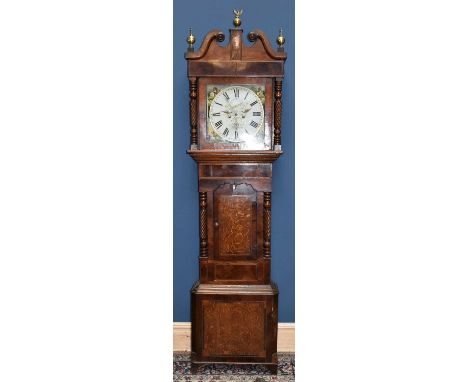BLACKHURST OF WAVERHAM; a George III oak and mahogany eight day longcase clock, the painted dial with subsidiary dial and dat