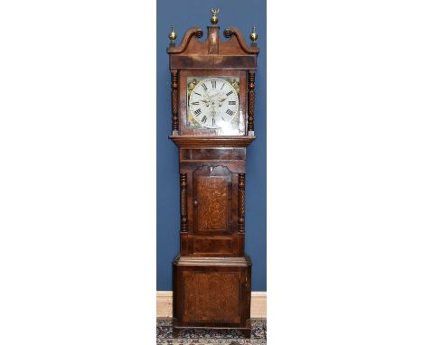 BLACKHURST OF WAVERHAM; a George III oak and mahogany eight day longcase clock, the painted dial with subsidiary dial and dat