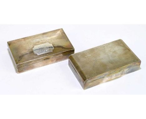 TURNER &amp; SIMPSON; a George VI hallmarked silver cigarette box of rectangular form with cedarwood lined interior and engin