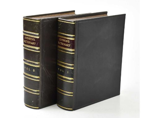 JOHNSON (S), A DICTIONARY OF THE ENGLISH LANGUAGE; two vols, engraved portrait frontis to volume one, later full leather, Lon