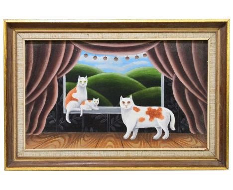 † JERZY MAREK (Polish, 1925-2014); oil on panel, 'Family', signed, inscribed and dated 1975 verso, 15.5 x 25cm, framed.