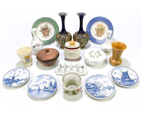A mixed lot of decorative ceramics to include a pair of Doulton Lambert vases, a Studio Ceramic vase, Aynsley, etc.