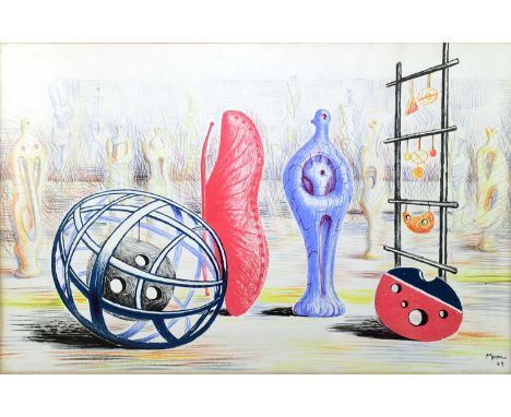 HENRY MOORE (1898-1986); lithograph, 'Sculptural Objects', published by School Prints Ltd, 48 x 75cm, framed and glazed.