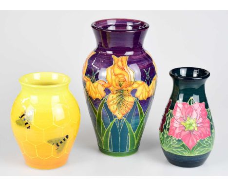 SALLY TUFFIN FOR DENNIS CHINAWORKS; three ceramic vases, including an example decorated with bees and honeycomb, signed, impr