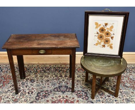 A 19th century mahogany side table, on block legs (originally a fold over tea table), width 89cm, depth 46cm, height 72cm, to