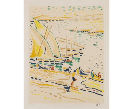 δ Andre Derain (1880-1954)Bâteaux à Collioure Lithograph printed in colours, c.1920, with the stamped signature, numbered fro