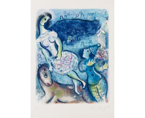 δ Marc Chagall (1887-1995)Cavalier de Cirque et Clown (Mourlot 511)The rare, possibly unique lithograph printed in colours, 1