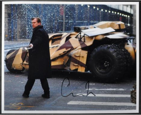 Christopher Nolan - Batman The Dark Knight Trilogy - autographed 8x10" colour on-set photograph of Nolan. Signed in black ink