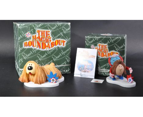 The Magic Roundabout - Robert Harrop - x2 boxed figurines / statues: MR010 Penelope The Spider and MR01 Dougal. Highly detail
