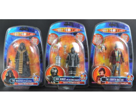 Doctor Who - Character Options - a collection of x3 4th Doctor related action figures; The Master With Sash &amp; Staser, D84