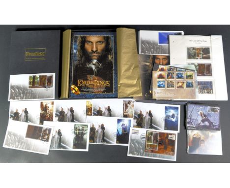 A large collection of assorted LOTR Lord Of The Rings stamps and postcards to include; a 2003 New Line Cinema ' Return of the